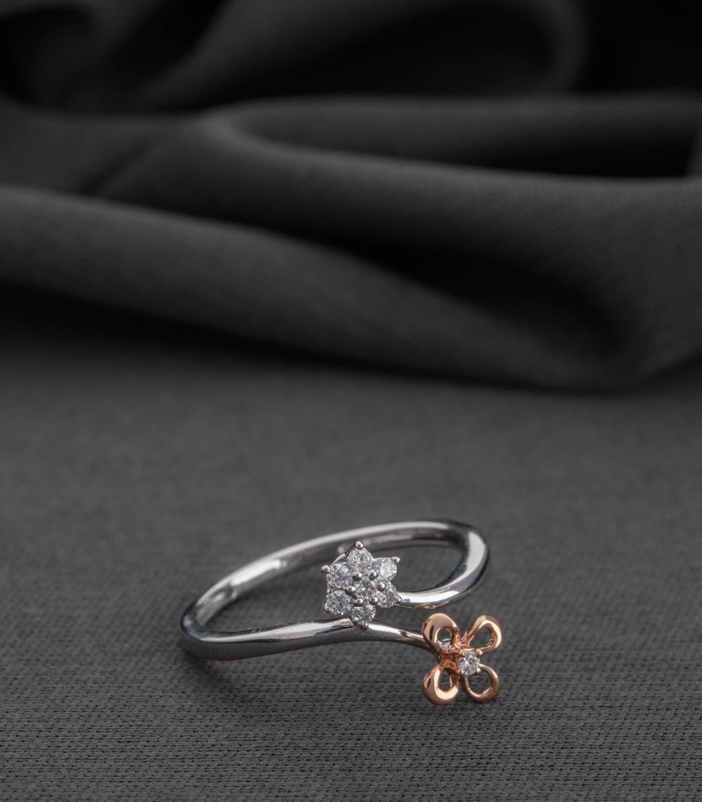 Diamond Floral Duette Ring