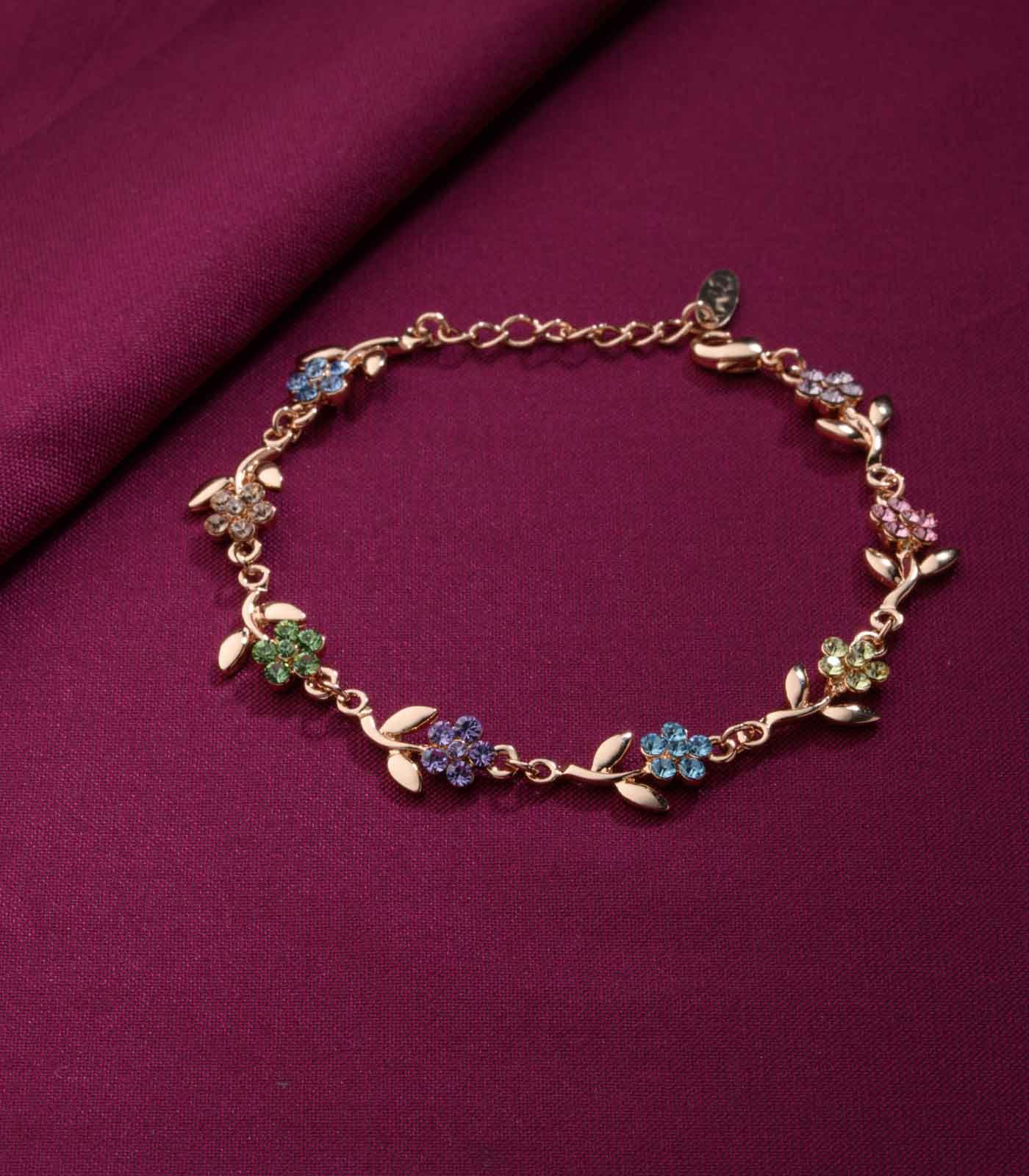 Multicoloured Floral Bracelet (Brass)