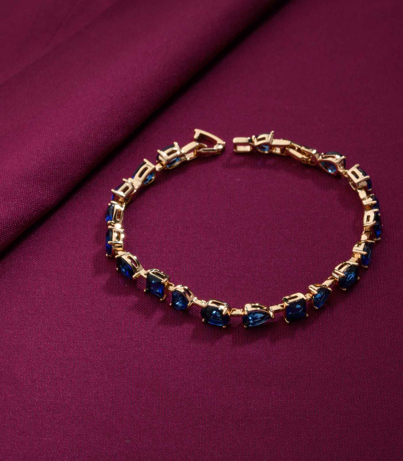 Blue Stone Bracelet (Brass)