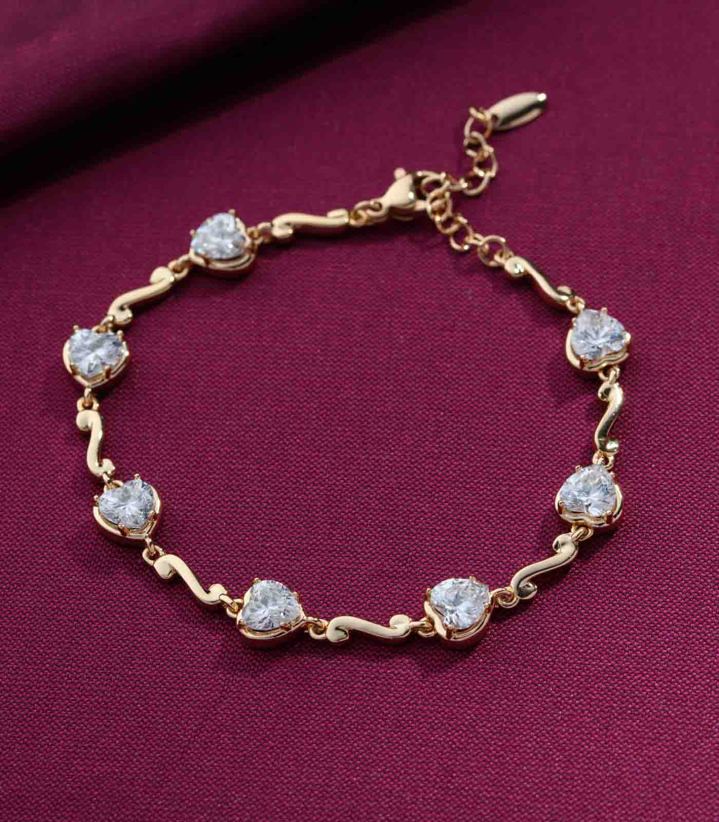 Clear Heart Bracelet (Brass)