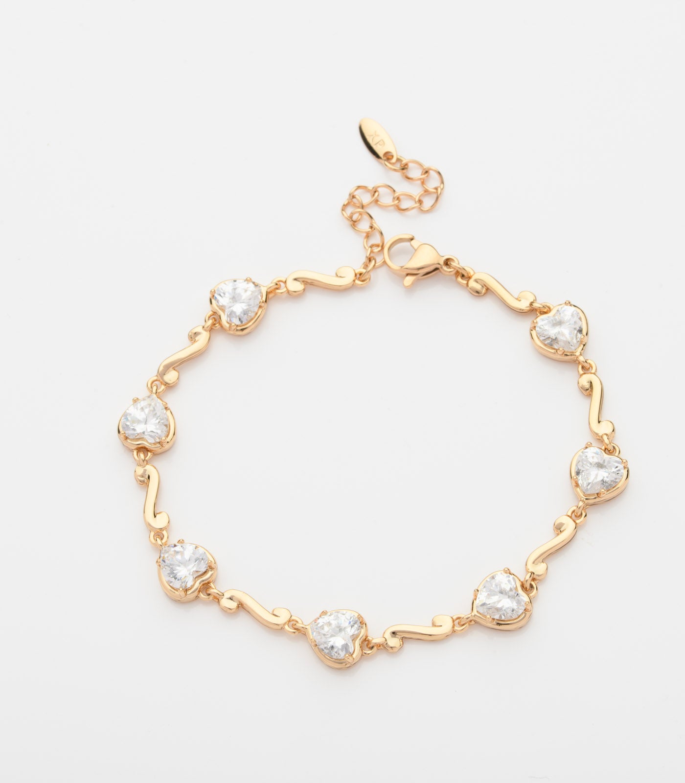 Clear Heart Bracelet (Brass)