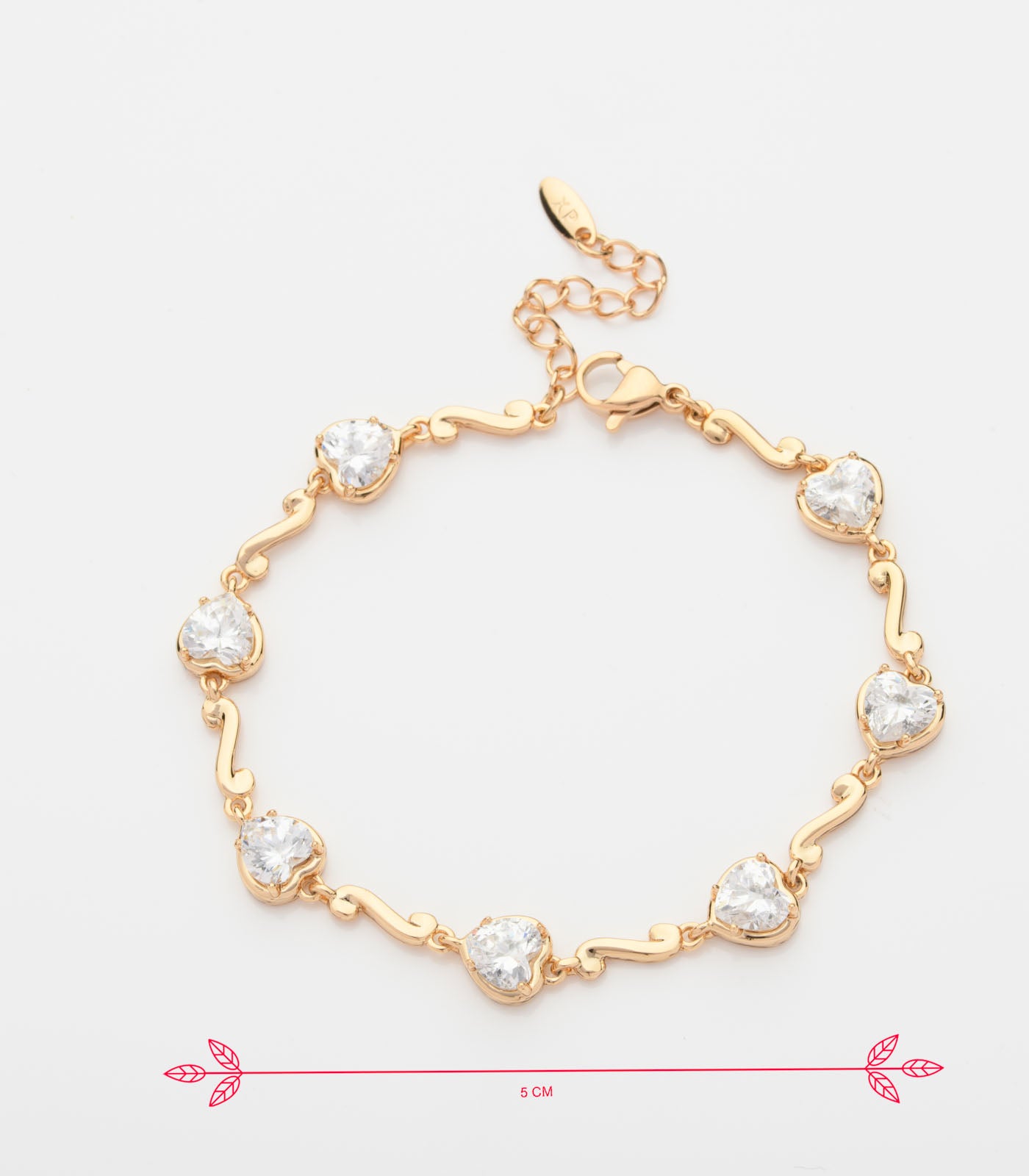 Clear Heart Bracelet (Brass)