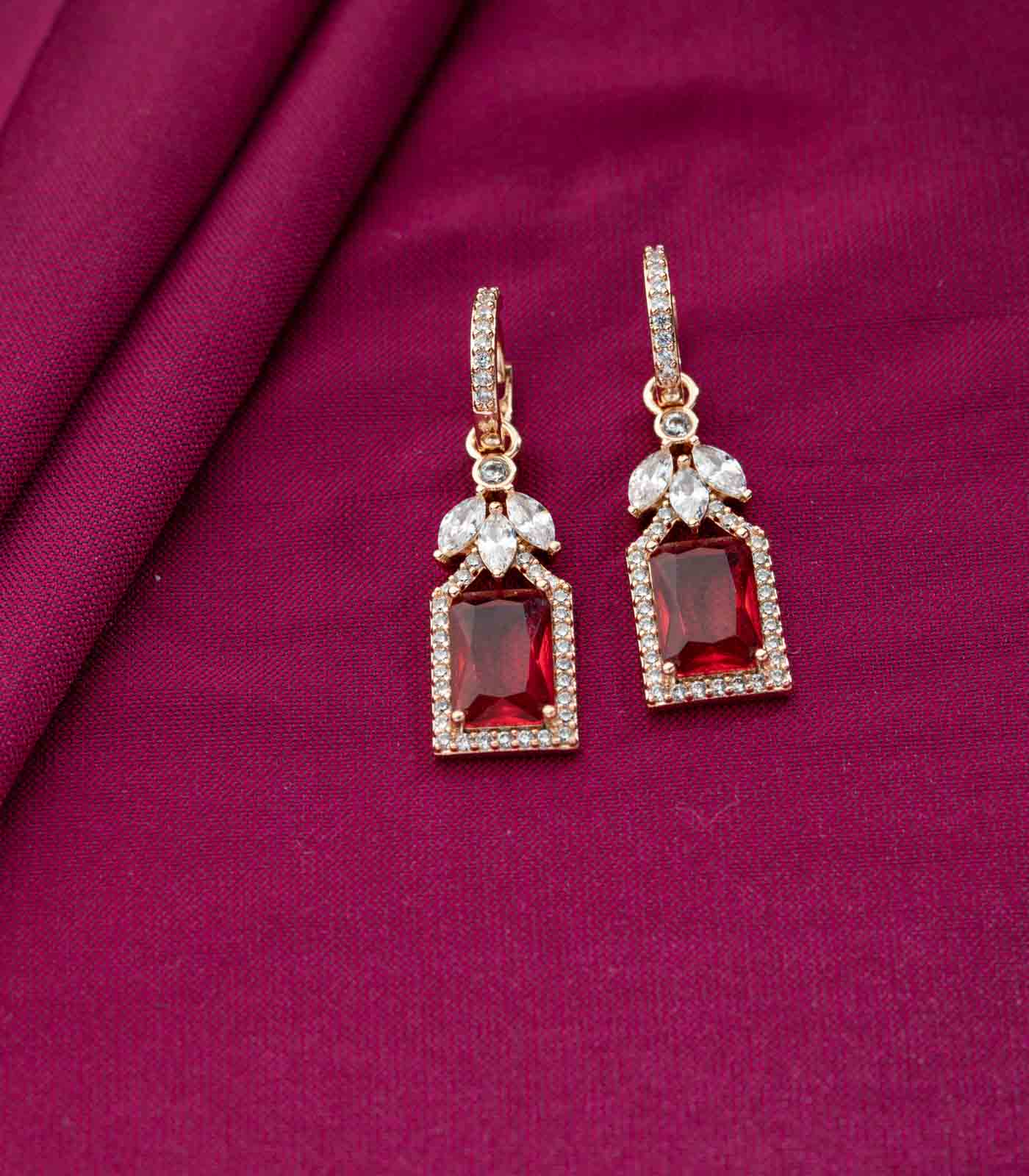 Red Party Earrings (Brass)