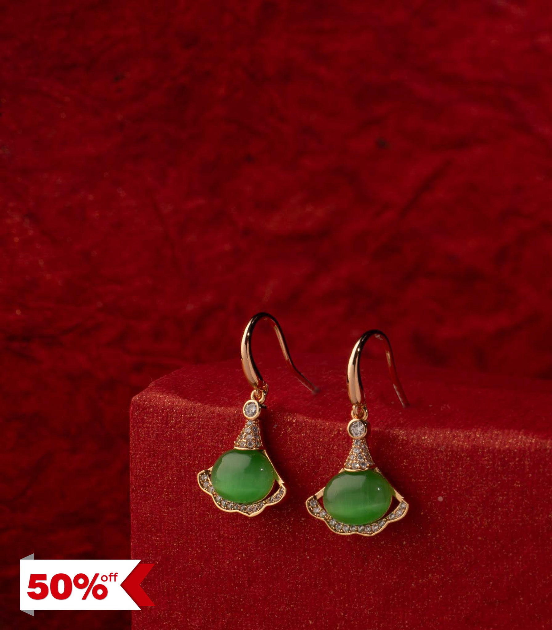 Magical beads earrings- Green (Brass)