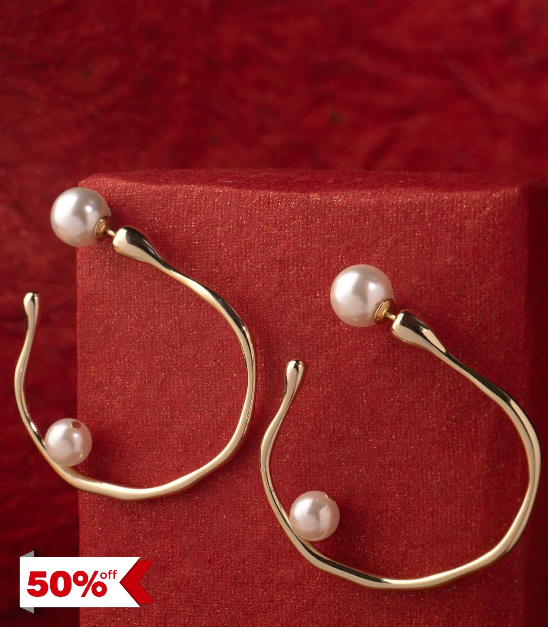 Stylish Pearl Earrings (Brass)