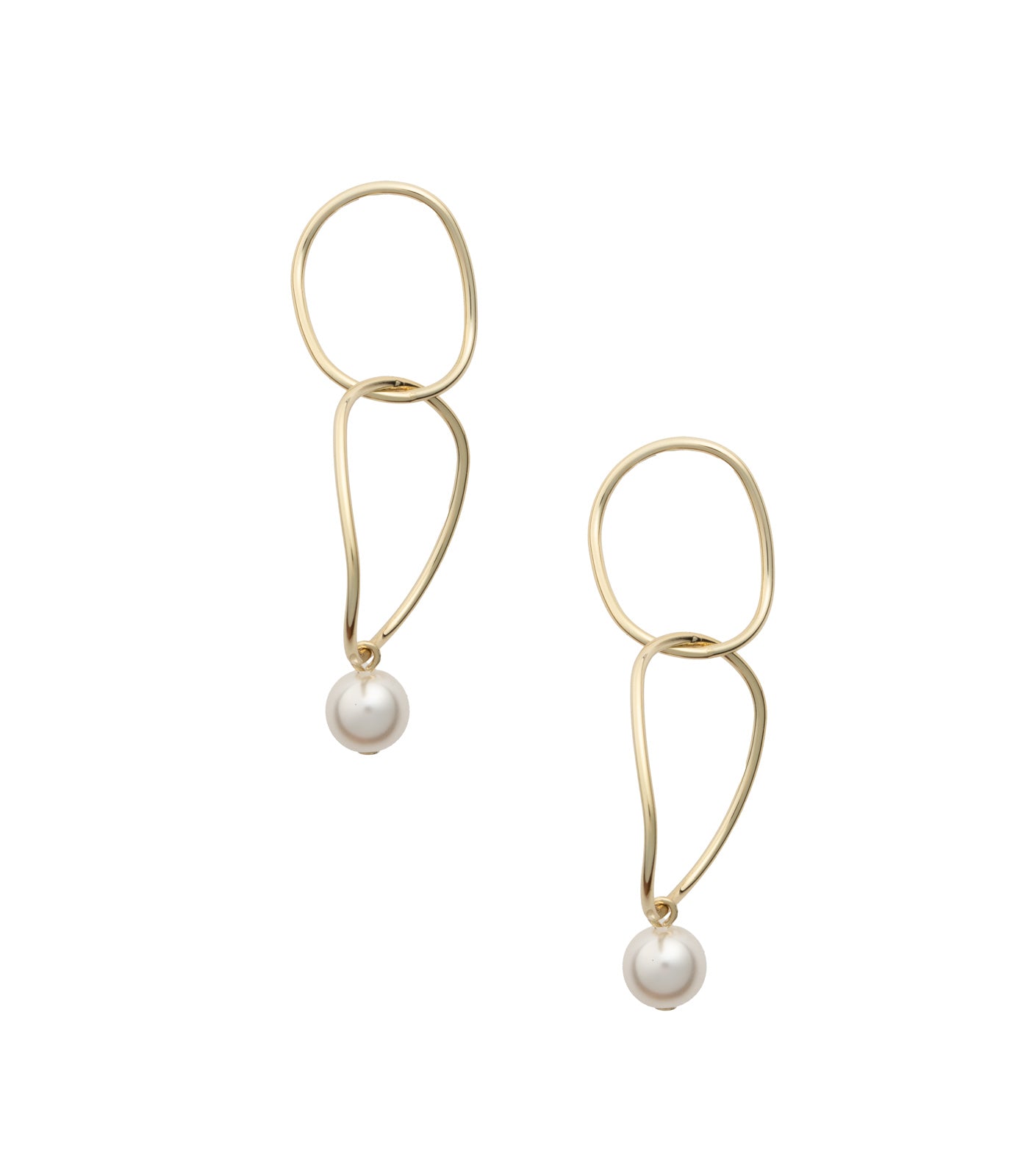 Twin Ring Pearly Earring (Brass)