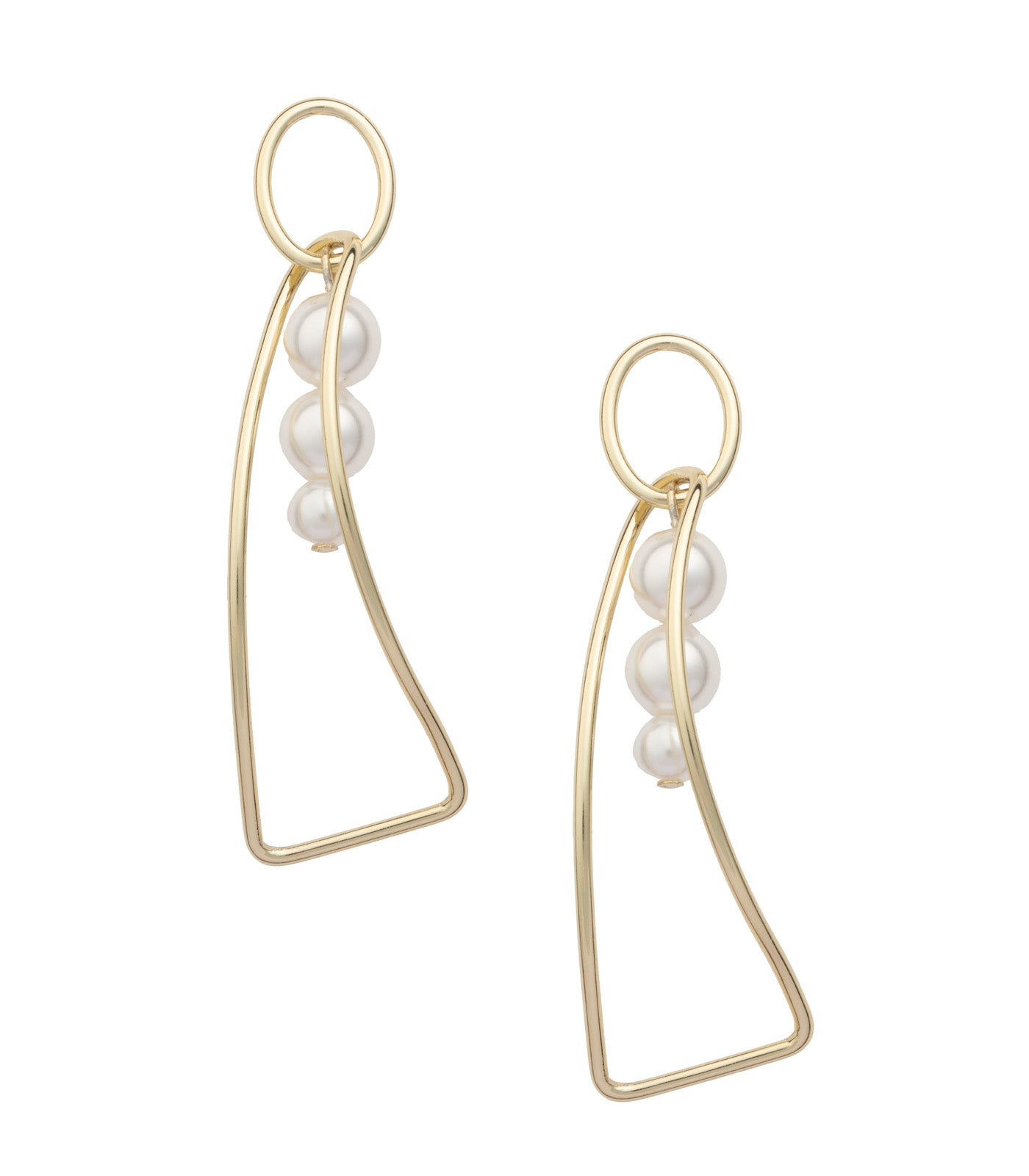 Elegent Trio Pearl Earrings (Brass)