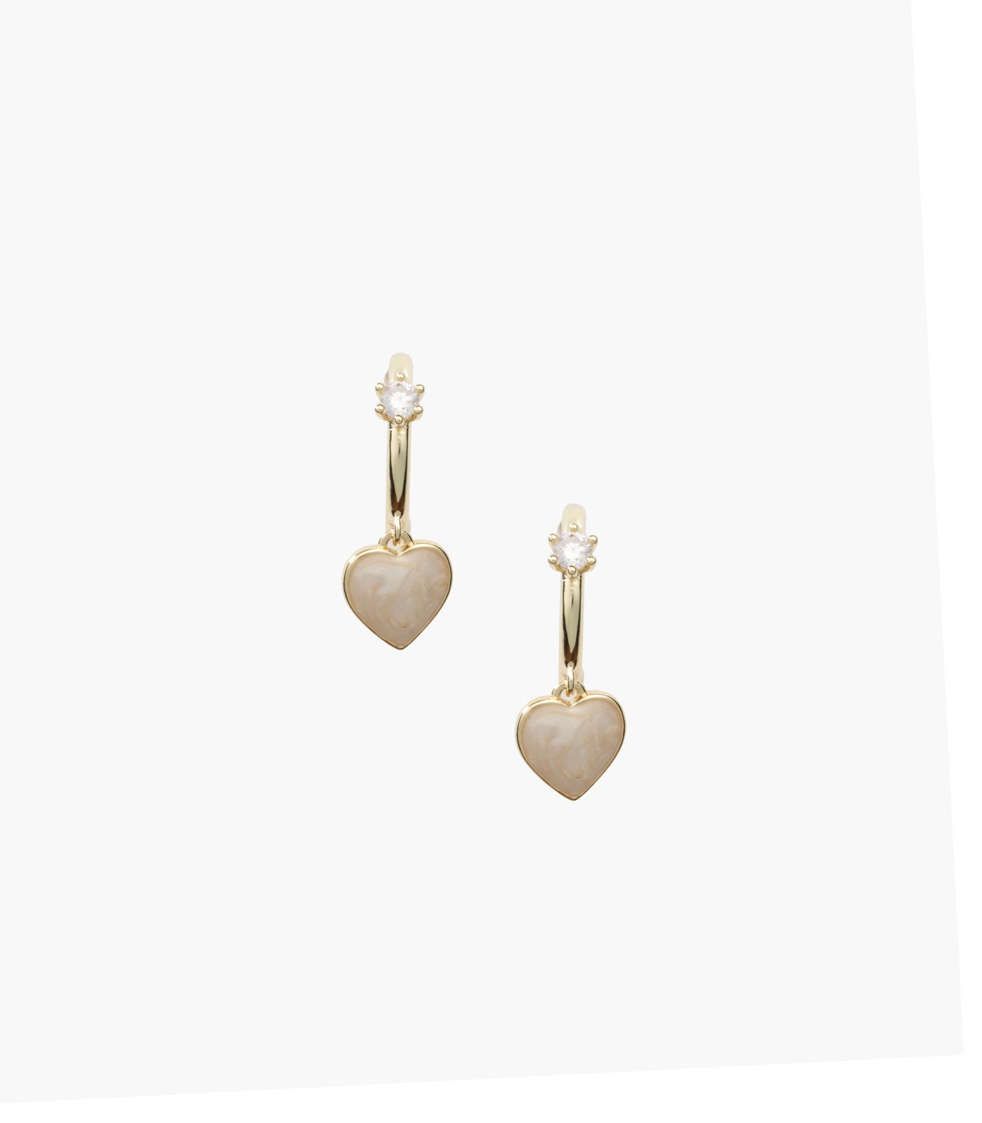 Distinctive Golden Color Hearts And Pearls Earrings (Brass)