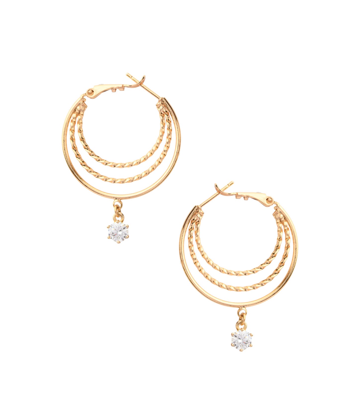 Multilayer Hoops with Stud (Brass)