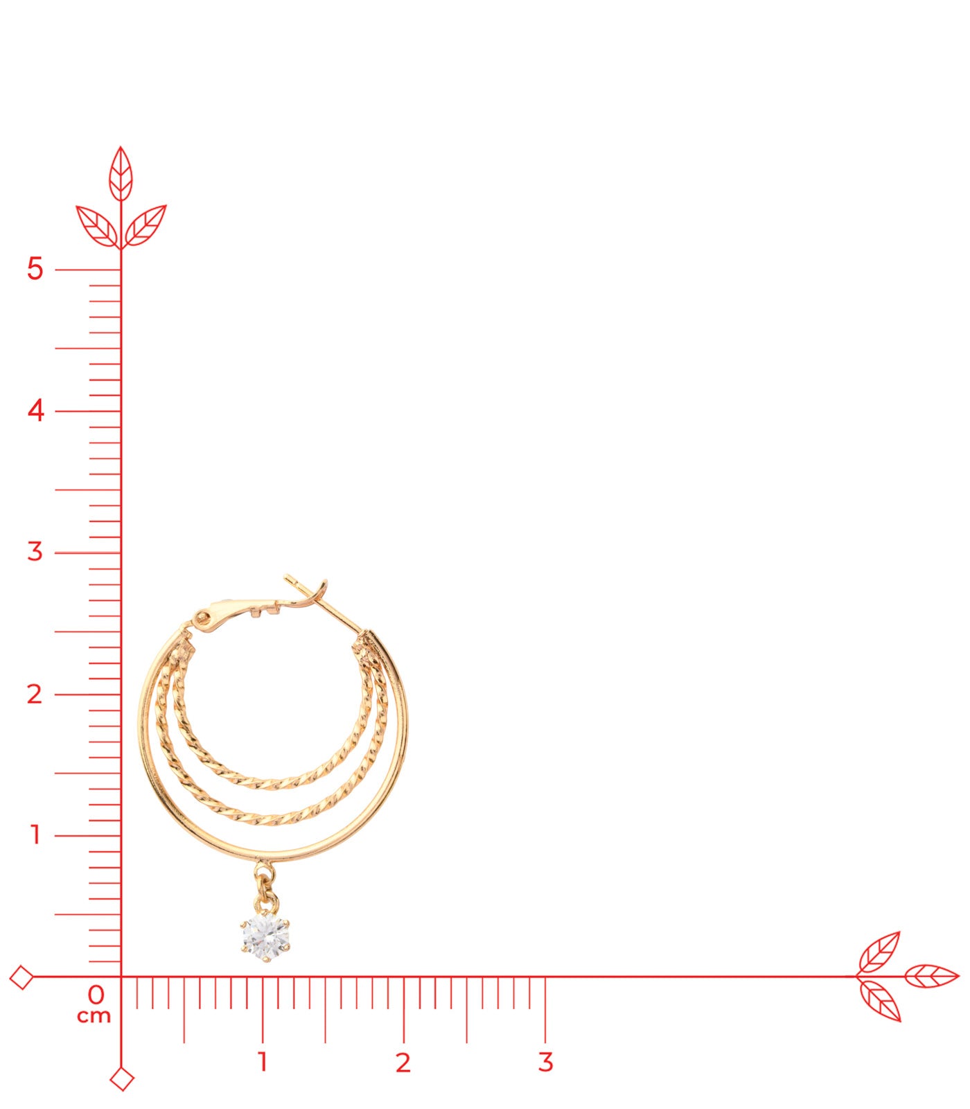 Multilayer Hoops with Stud (Brass)