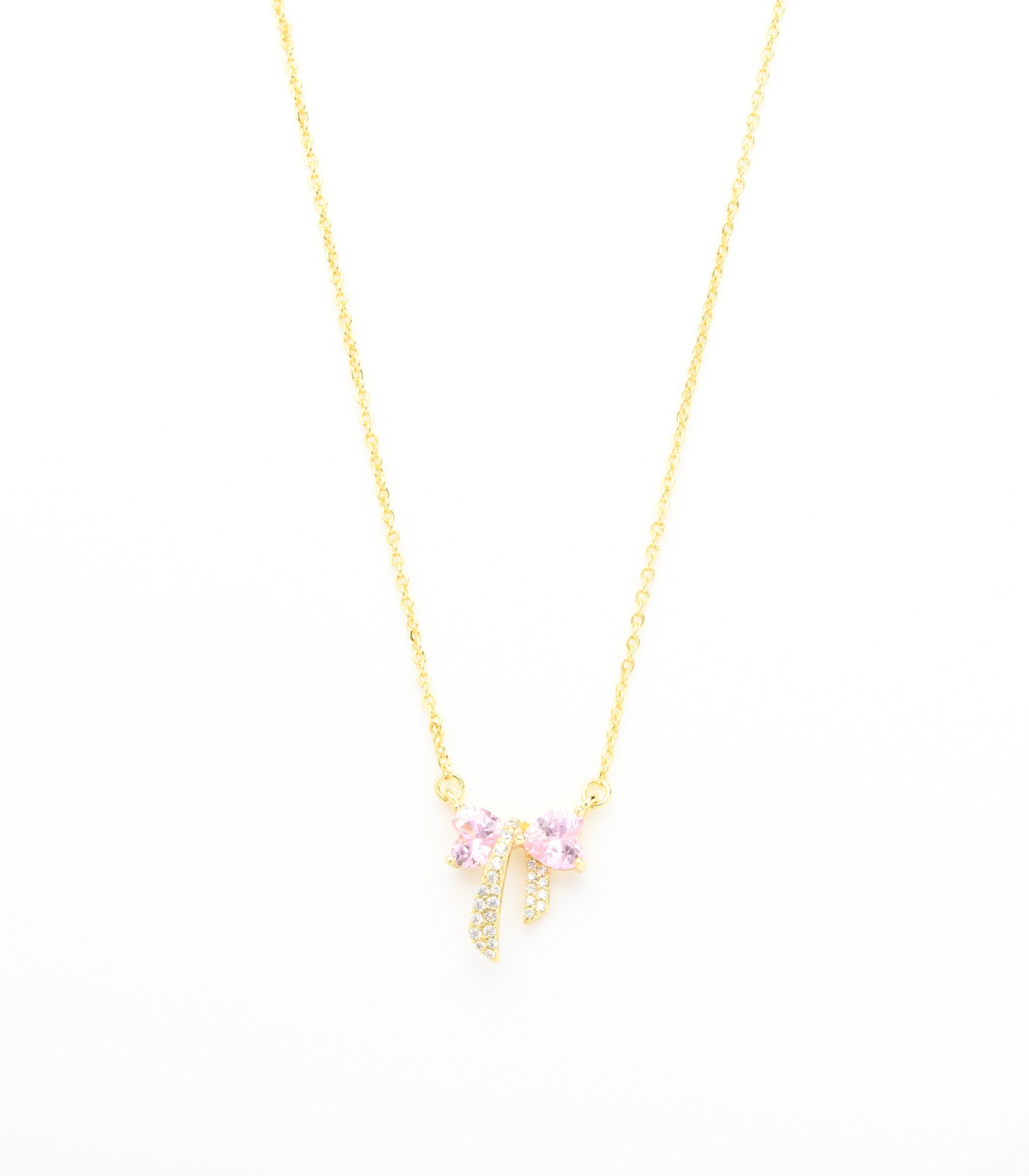 Pink Bow Necklace (Brass)