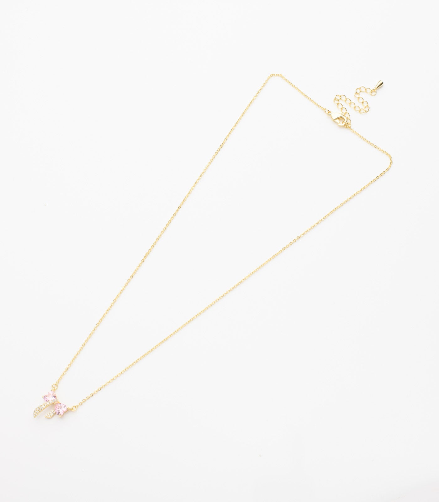 Pink Bow Necklace (Brass)