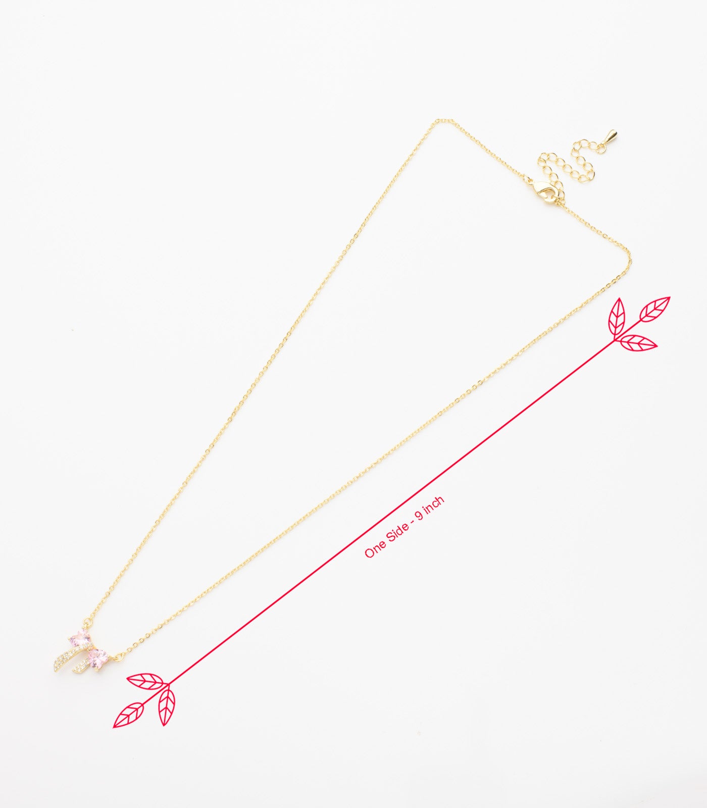 Pink Bow Necklace (Brass)