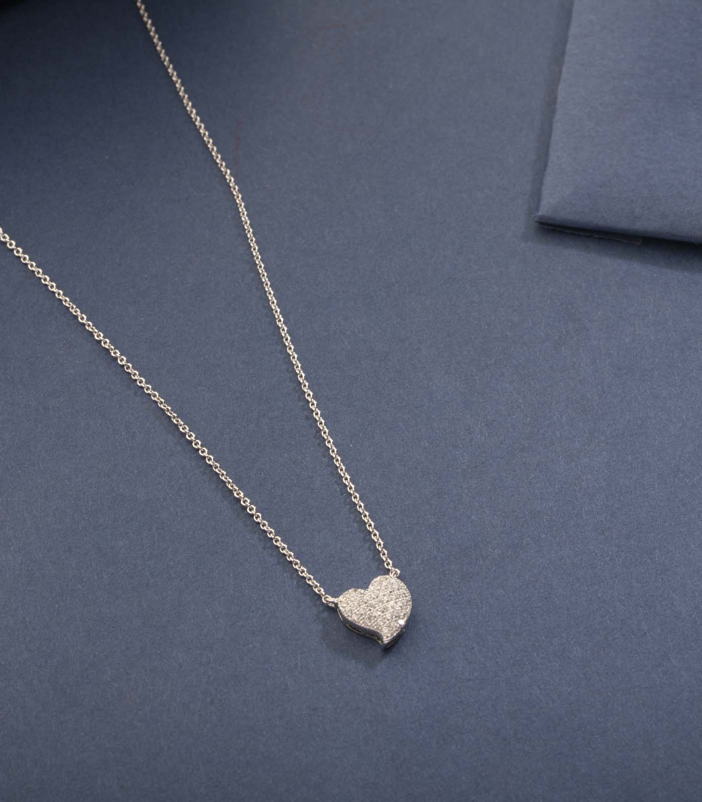 Distinctive Silver Plated Heart Necklace (Brass)