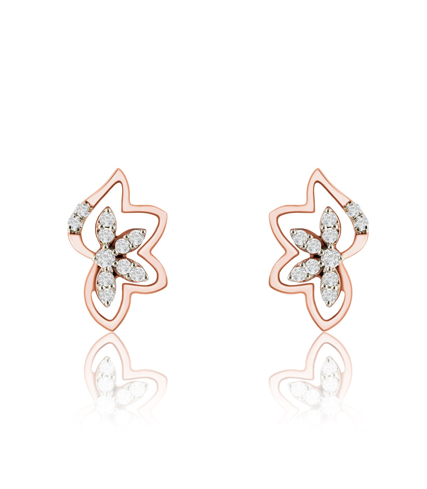 Diamond Peony Petal Charms Earrings