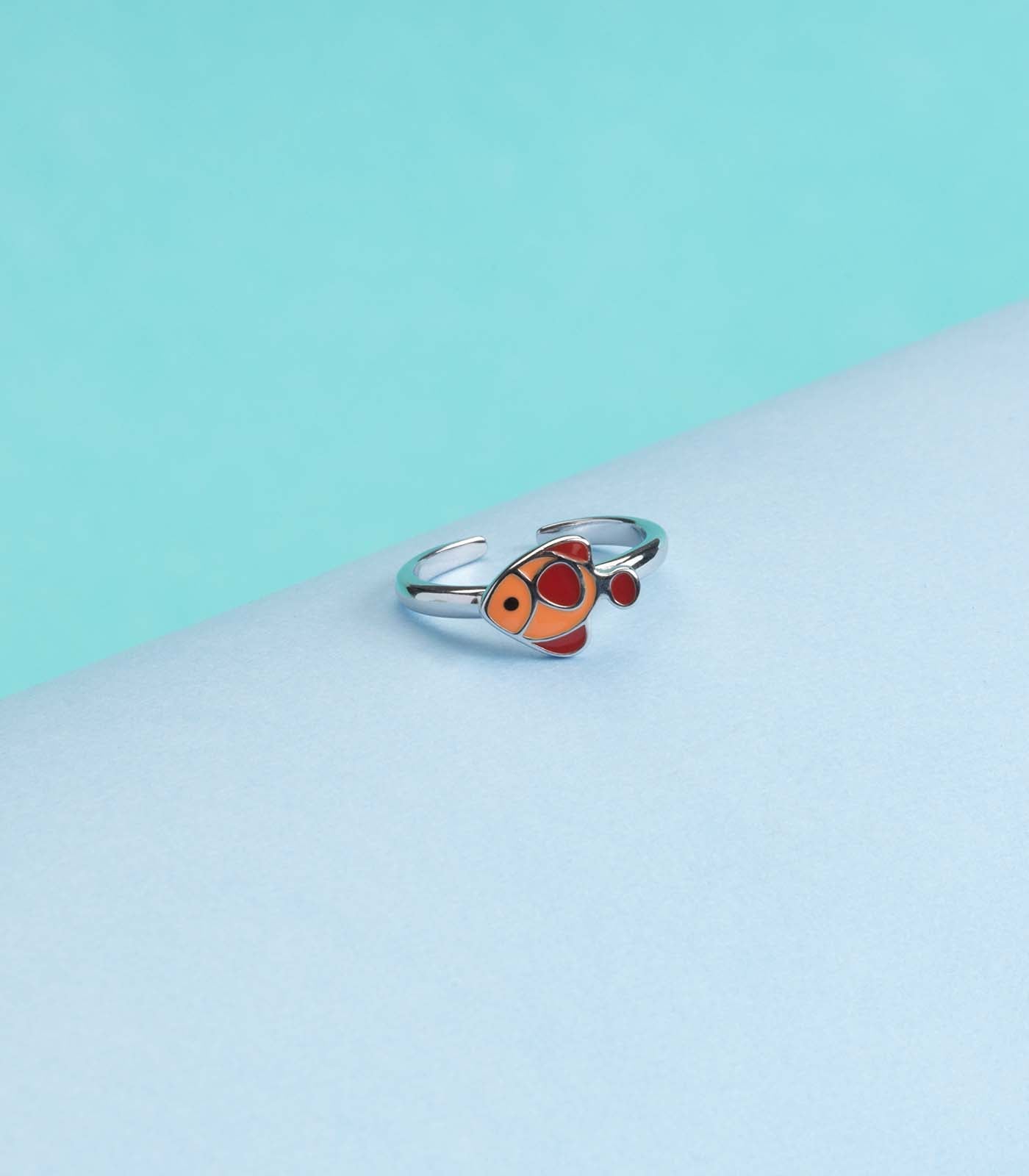 Orange Fish Finger Ring (Silver)