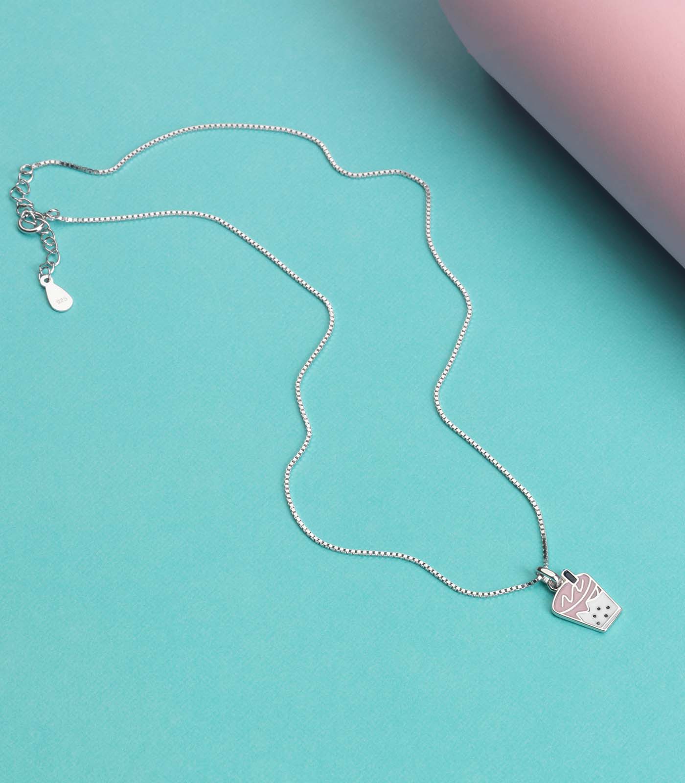 Boba Tea Necklace (Silver)