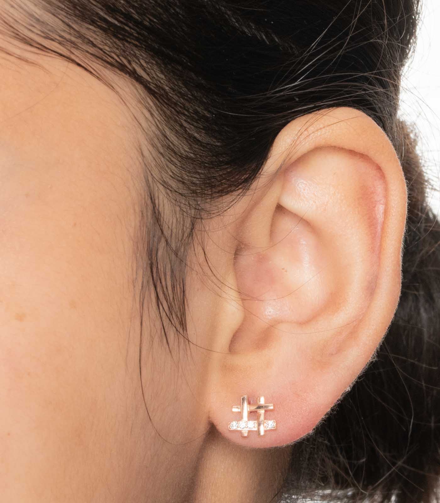 Hash Shaped Ear RIngs (Silver)