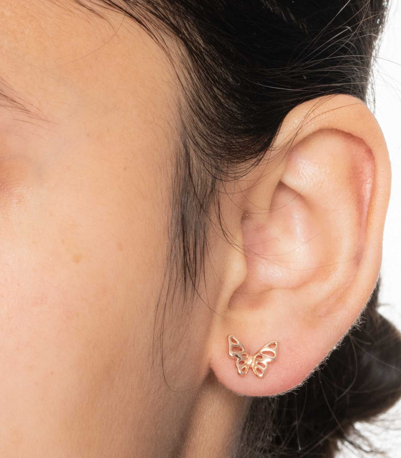 Rose Gold Butterfly Ear RIngs (Silver)