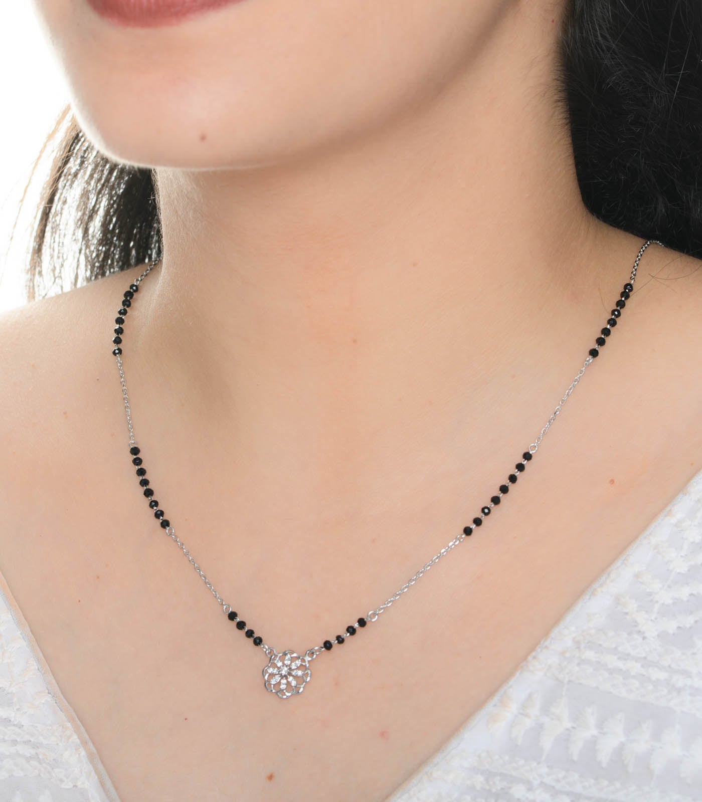 Floral Bliss Mangalsutra (Silver)