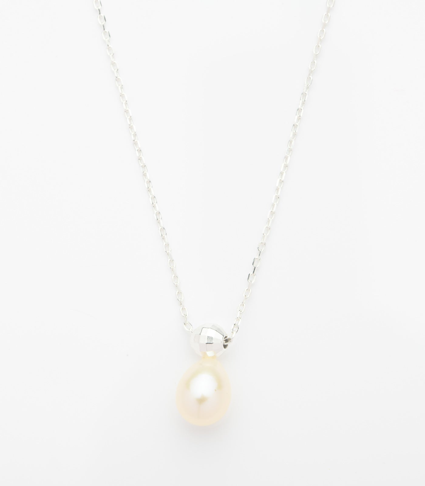 Pearl Drop Necklace (Silver)