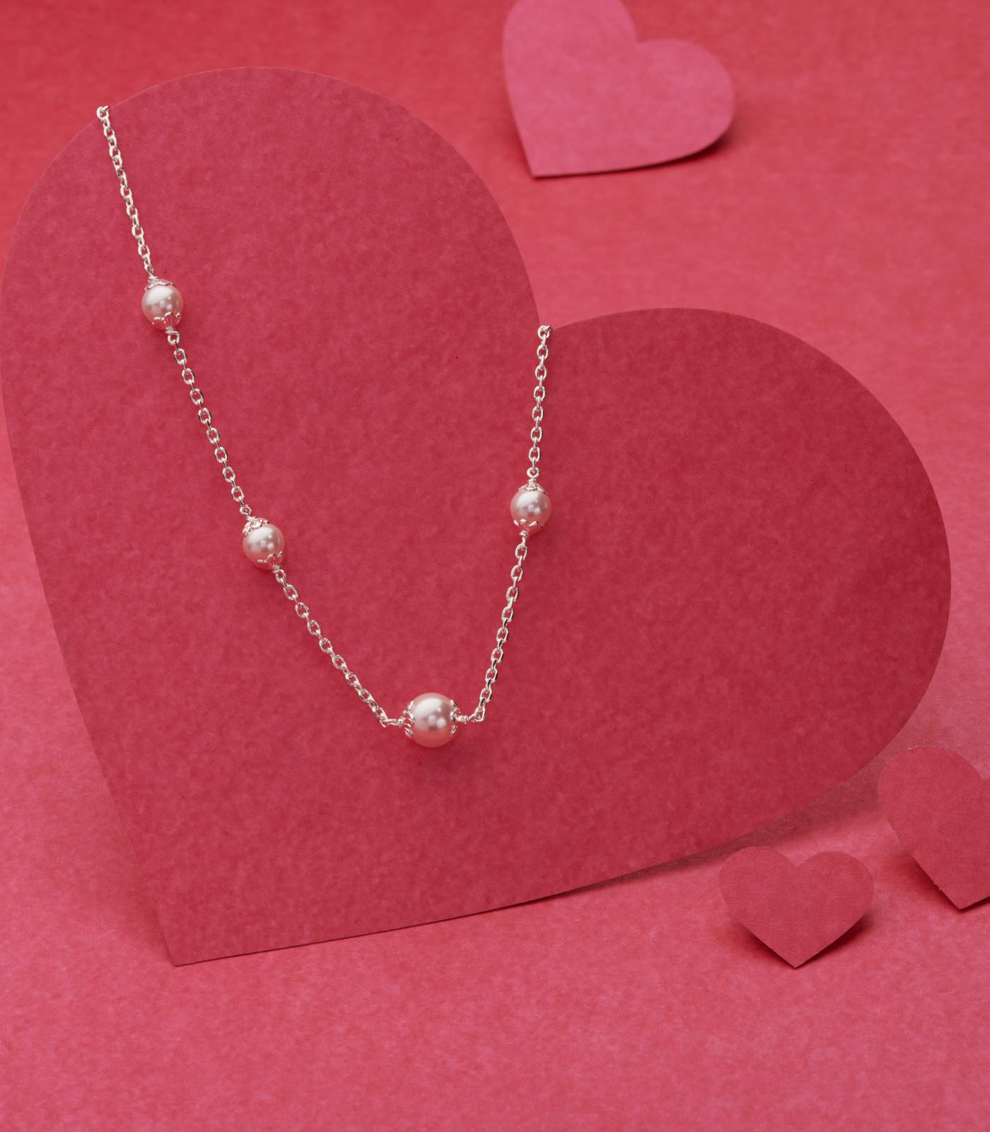 Rose Gold Beads Necklace (Silver)