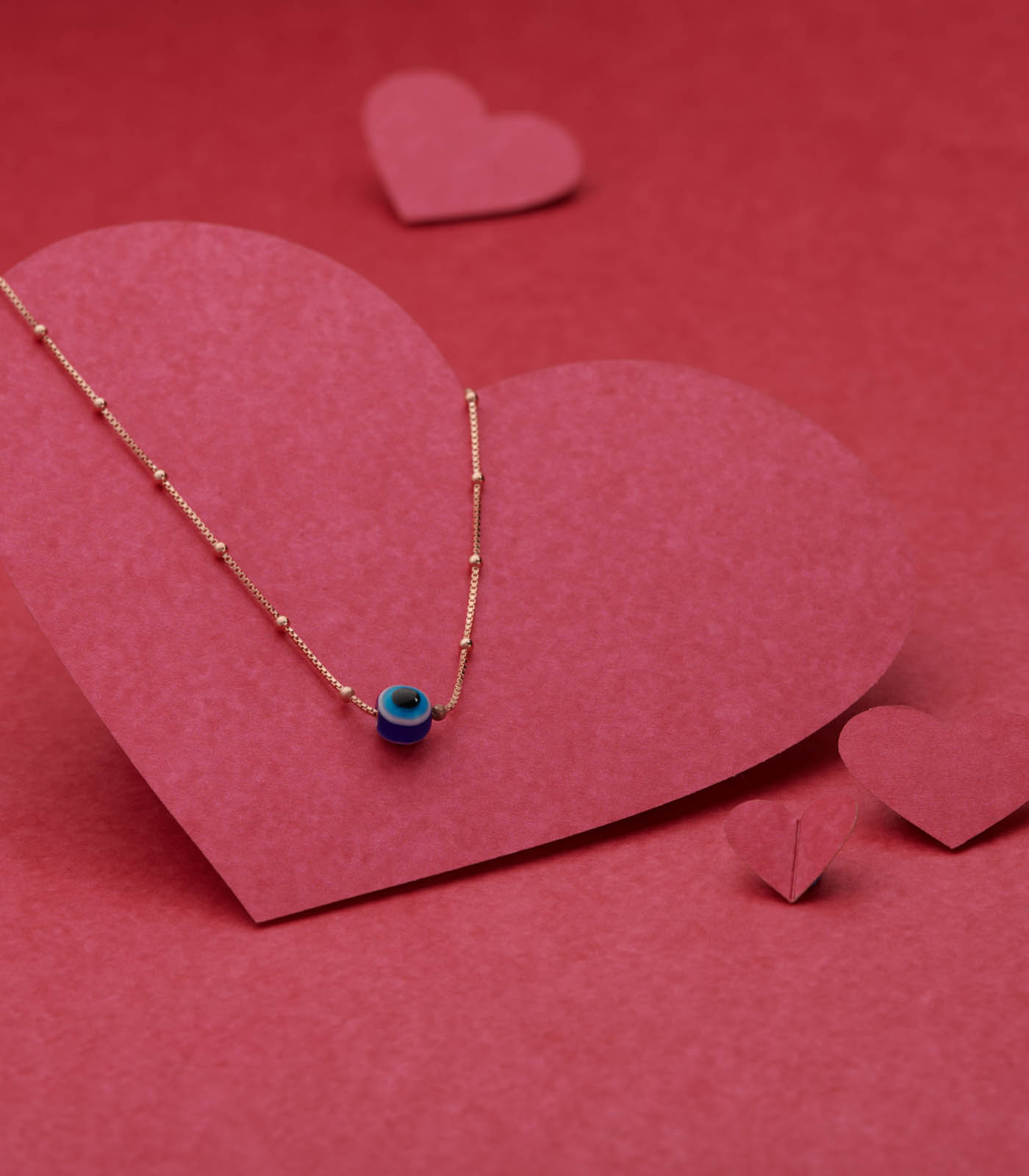 Rose Gold Blue Bead Necklace (Silver)