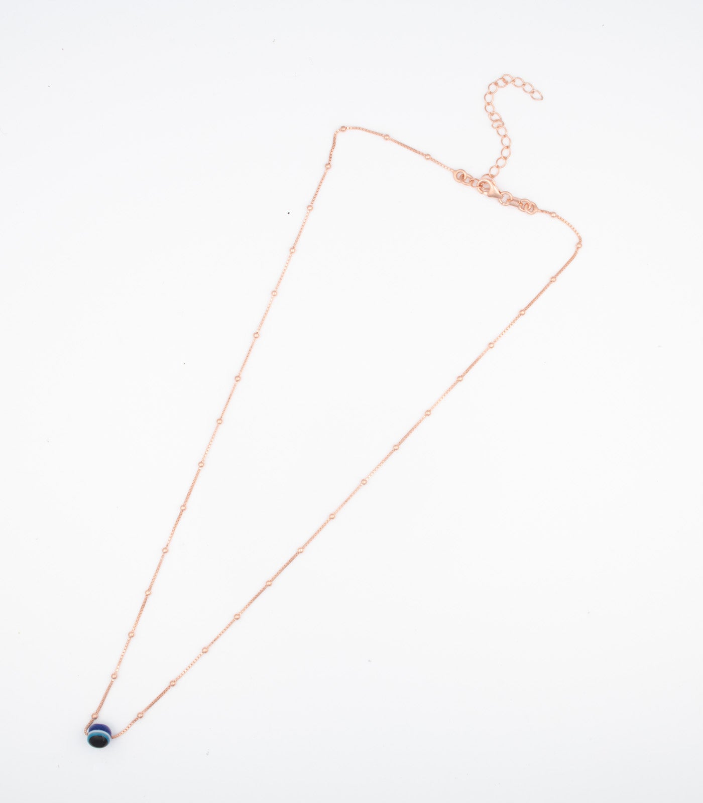 Rose Gold Blue Bead Necklace (Silver)