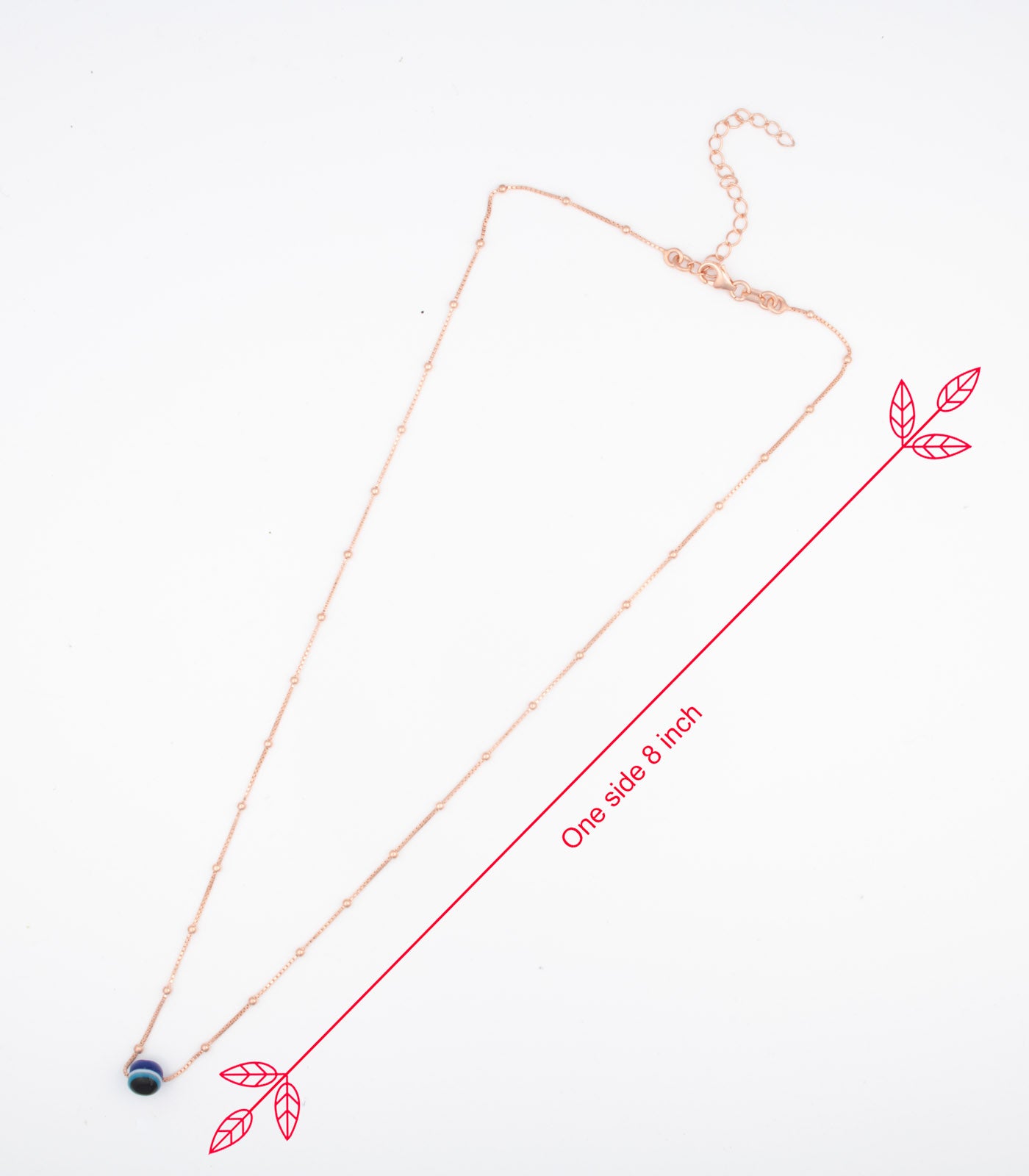 Rose Gold Blue Bead Necklace (Silver)