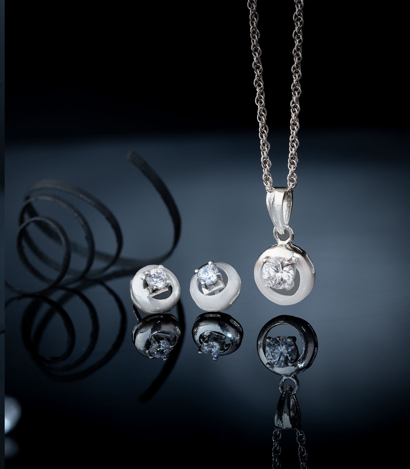 Premium Zircon Orb Necklace Set