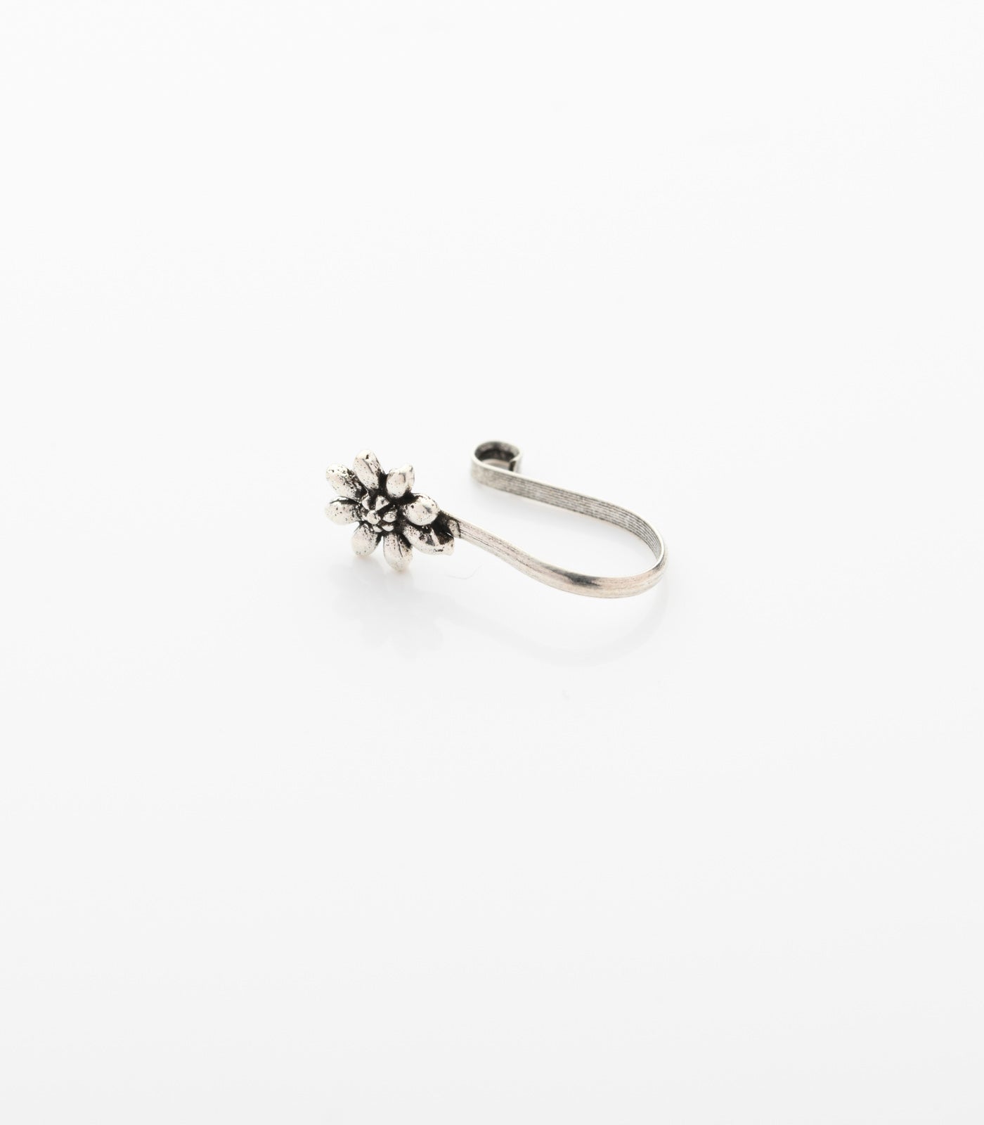 Silver Sunflower Nose Pin (Clip-On)
