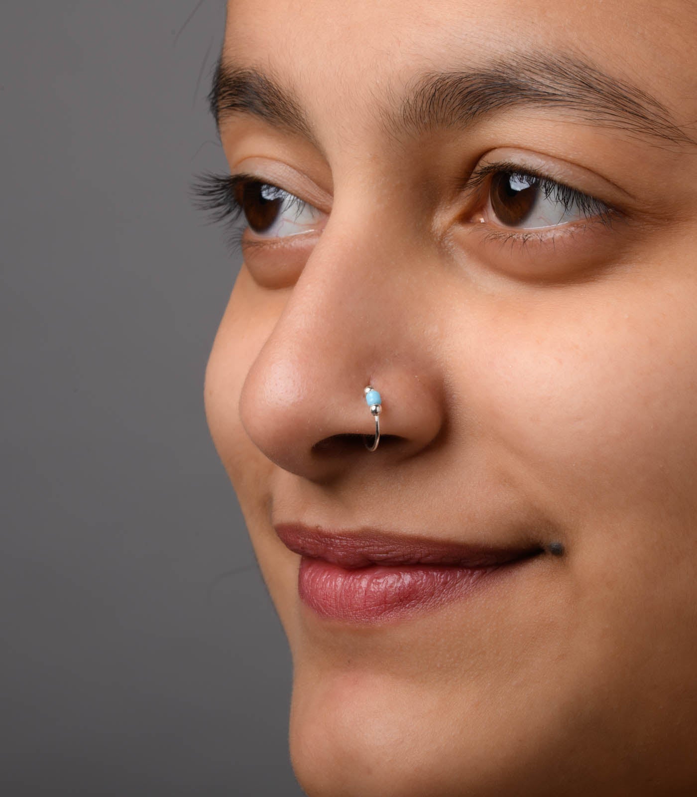Silver Firozi Nose Ring