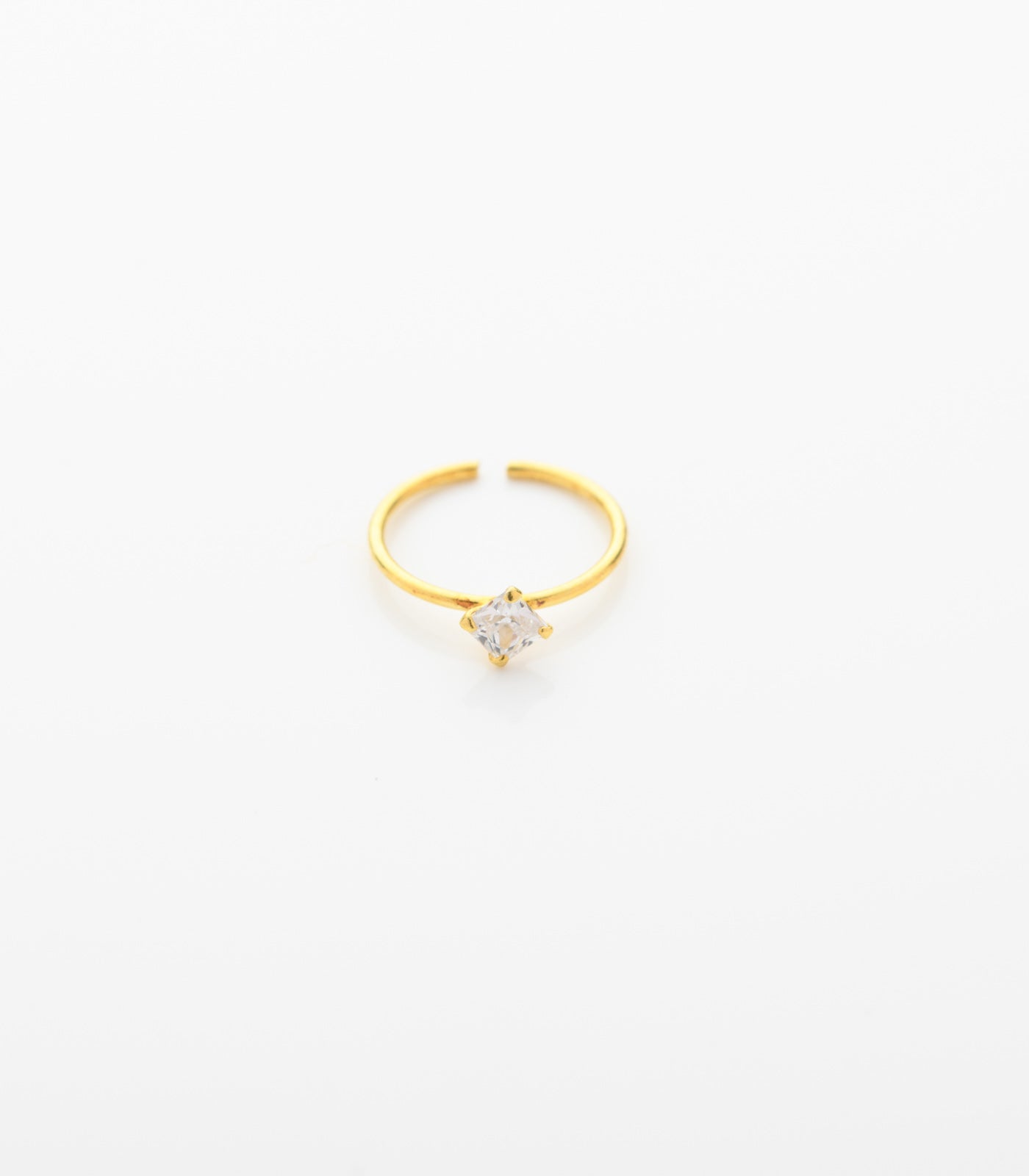 Silver Square Stud Nose Ring (Gold Polish)