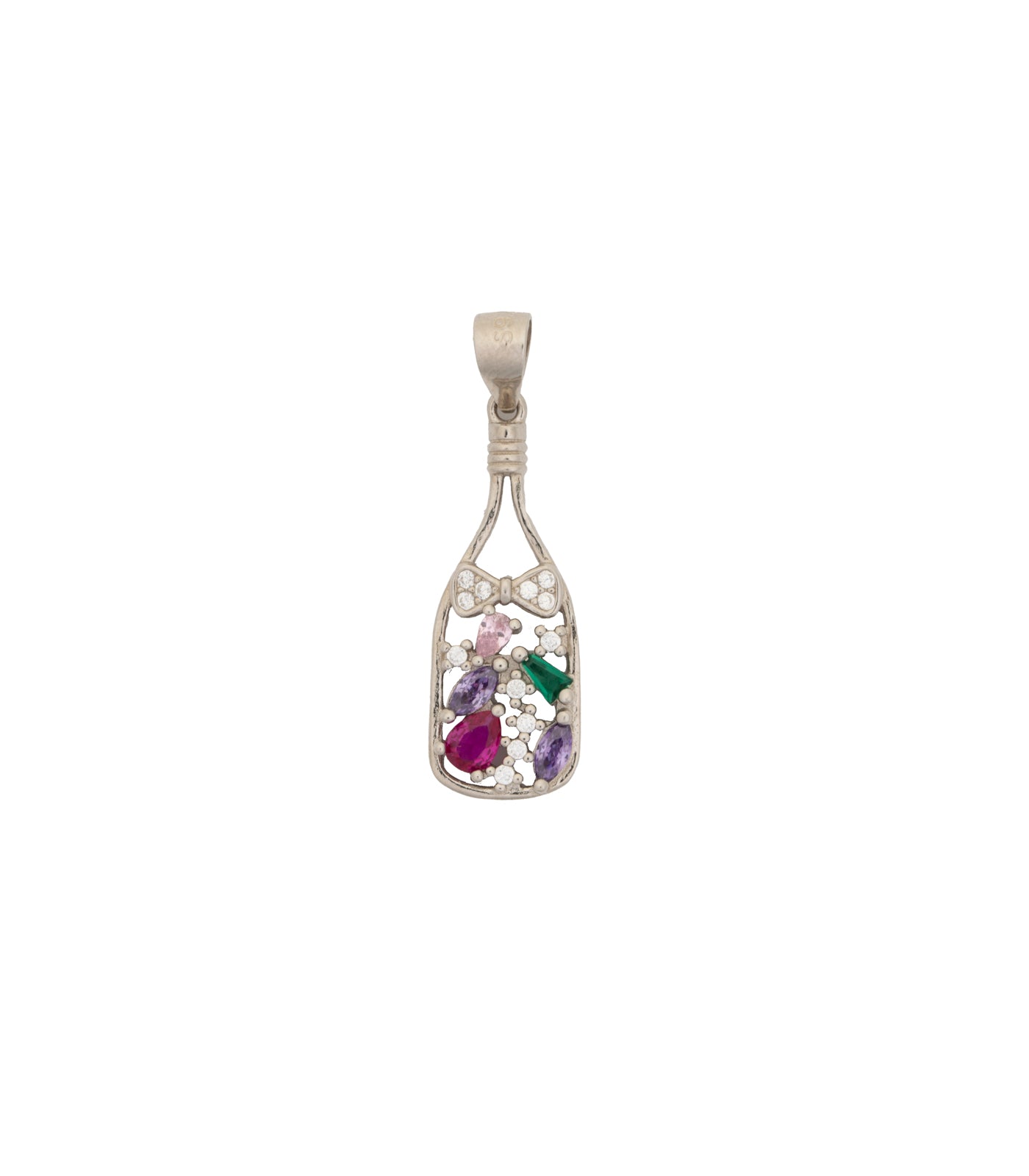 Wine Bottle Necklace Set (Silver)