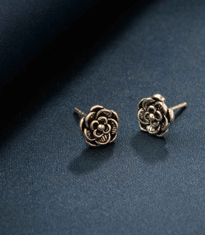 Classic Oxidised Flower Tops (Silver)