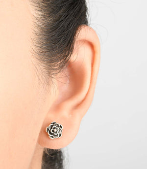 Classic Oxidised Flower Tops (Silver)