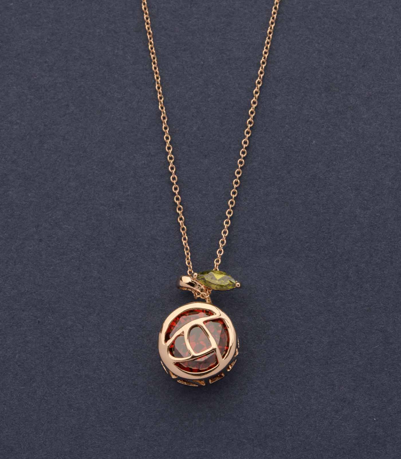 Hand-Crafted Cage Of The Red Stone Necklace (Brass)