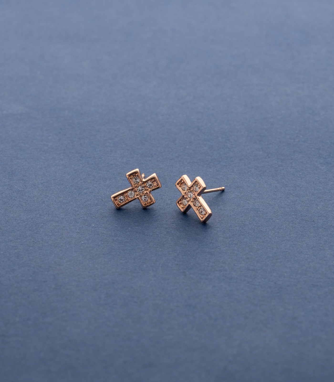 14K Yellow Gold Cross Earrings - (B44-864) - Roy Rose Jewelry