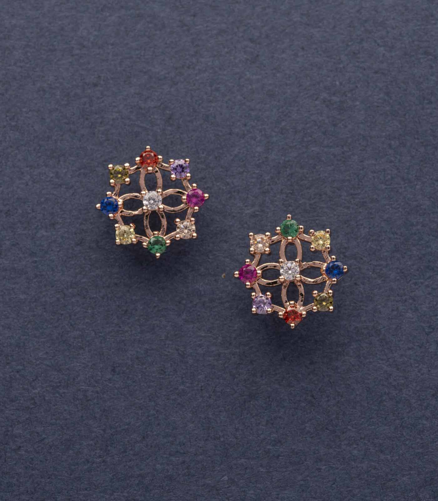 Multicolour Beaded Studs (Brass)