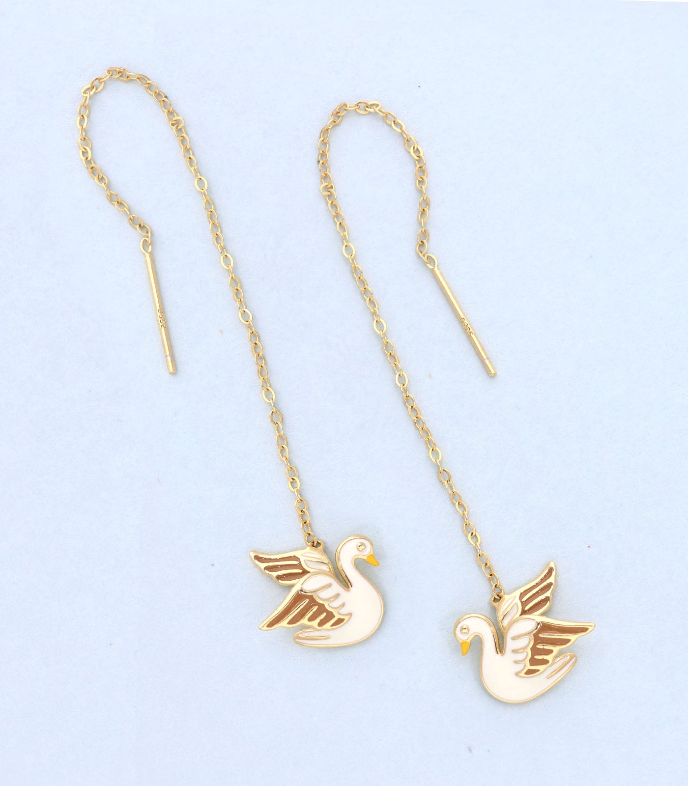Gold Plated Swan Design American Diamond Stone Drop Earring